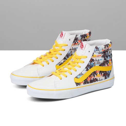 Vans Customs White Leather Aloha Sk8-hi Wide (customs)