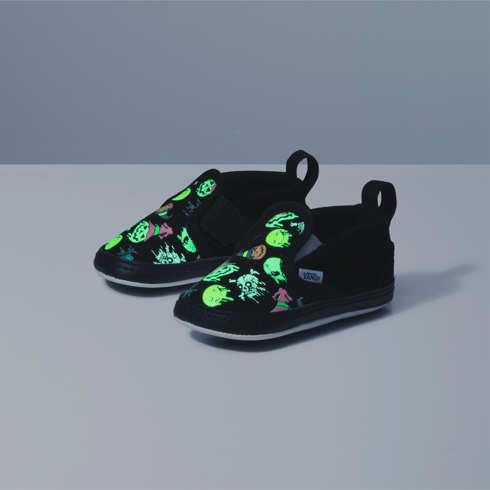 Vans Infant Trippy Drip Glow Slip-on V Crib Shoe (black)