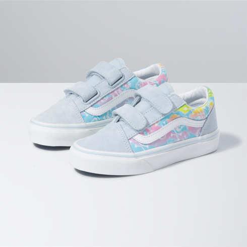 Vans Kids Tie Dye Old Skool V (skull/ballad Blue)