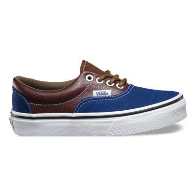 Vans Kids Leather Plaid Era (estate Blue/potting Soil)