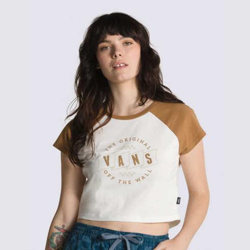 Vans Otw Branch Raglan Crop Tee (marshmallow/tobacco Brown)