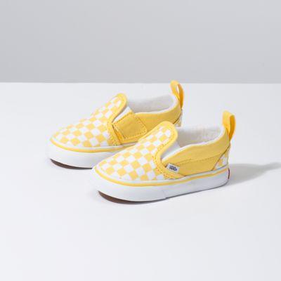 Vans Toddler Checkerboard Slip-on V (aspen Gold/true White)