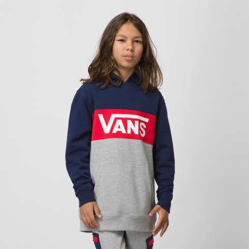 Vans Kids Color Block Pullover Hoodie (dress Blues/true Red)