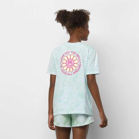 Vans Kids Good All Around Bff Tee (green Ash Latte Wash)