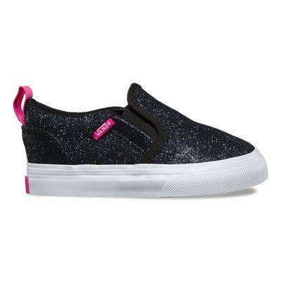 Vans Toddler Glitter Asher V (black Magenta)