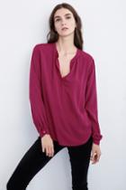 Velvet Clothing Rosie Half-placket Challis Blouse-cherryblossom-rychallis
