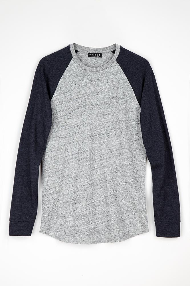 Velvet Men Ainsley Colorblock Raglan Tee-navy/charcoal-marbcblck