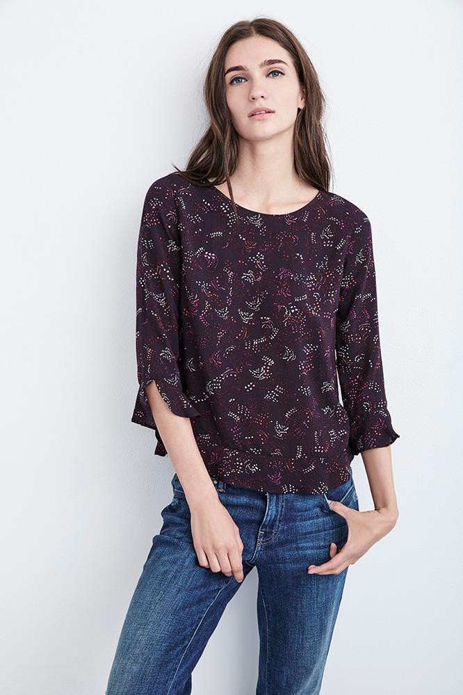 Velvet Clothing Dya Starburst Print Top-sangria-printchal