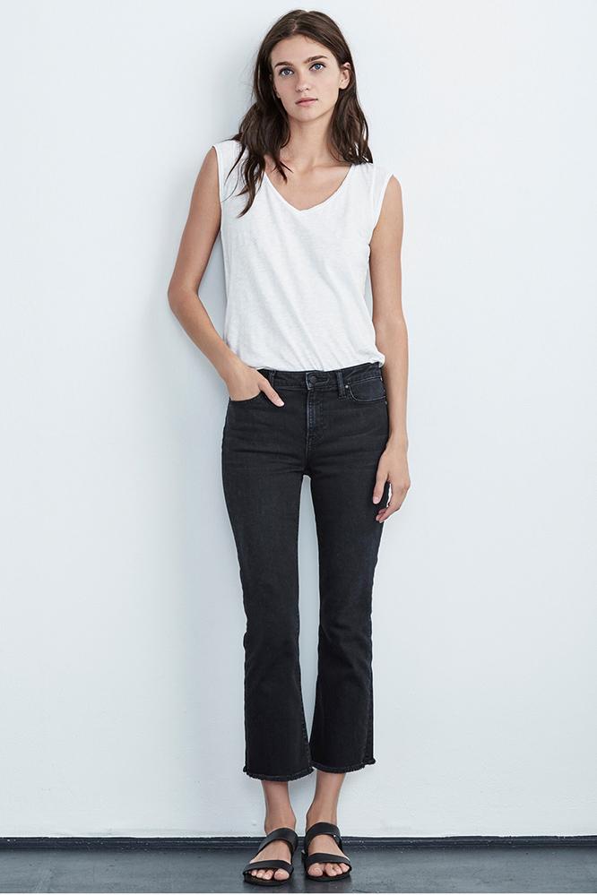Velvet Clothing Twiggy High Rise Crop Jean In Coal-coal-denim