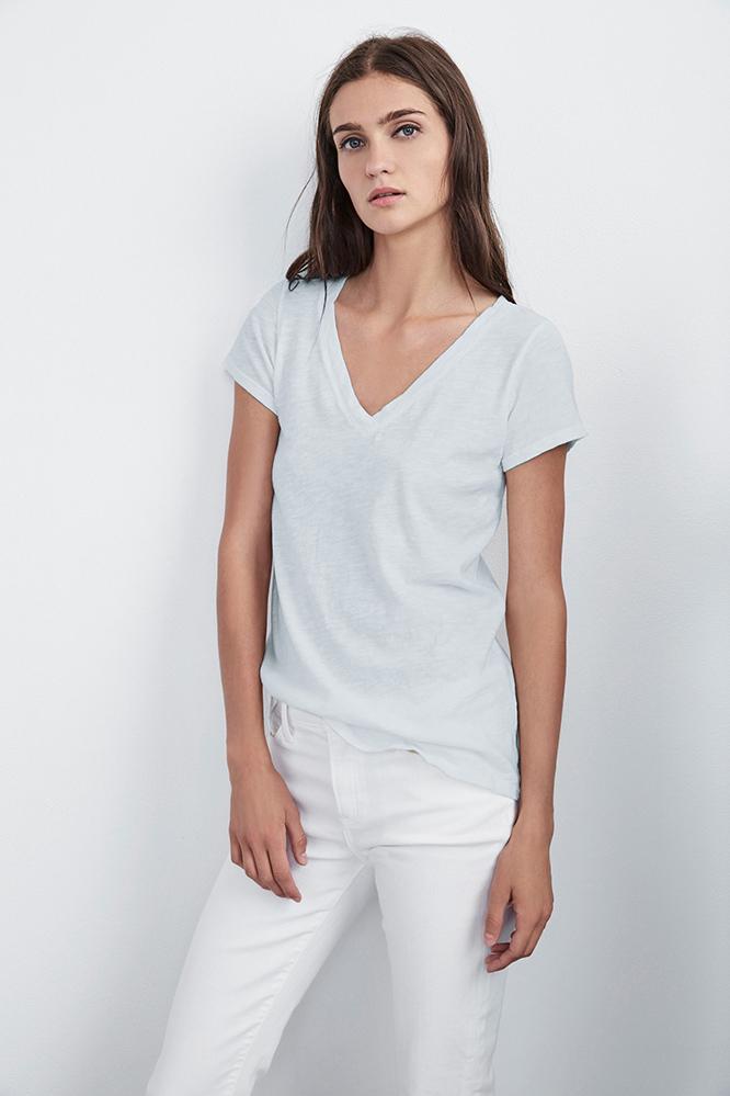 Velvet Clothing Jilian Original Slub V-neck Tee-breezy-velorigin