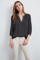 Velvet Clothing Aleta Indian Microdot Popover-black-whitneyprint