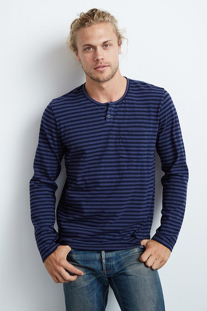 Velvet Men Eldridge Stripe Henley Tee-aquaria-stripes