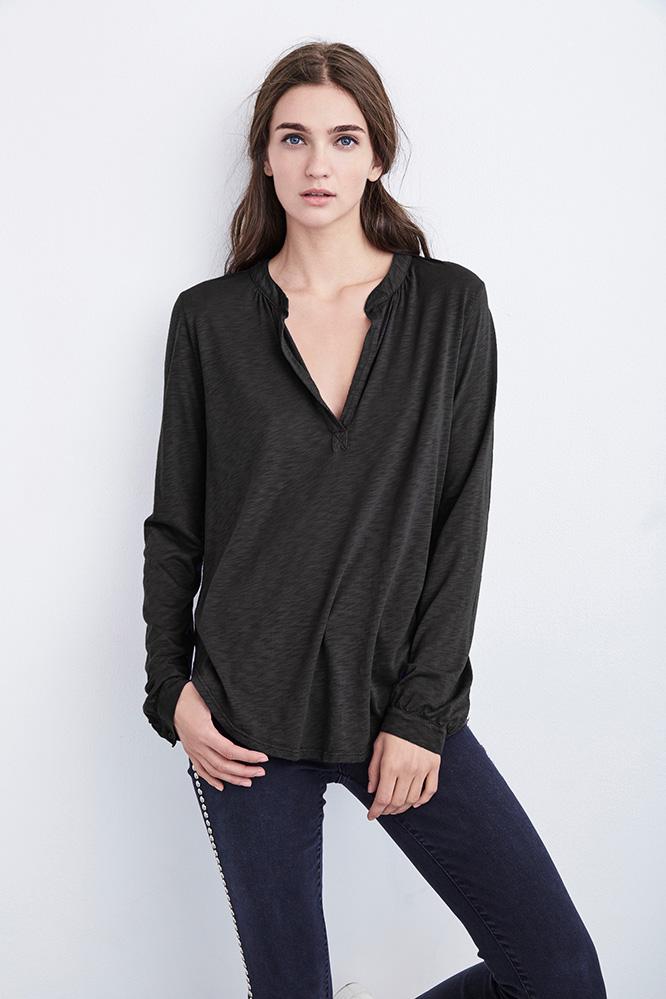 Velvet Clothing Chrishelle Luxe Slub Popover-ash-luxslub