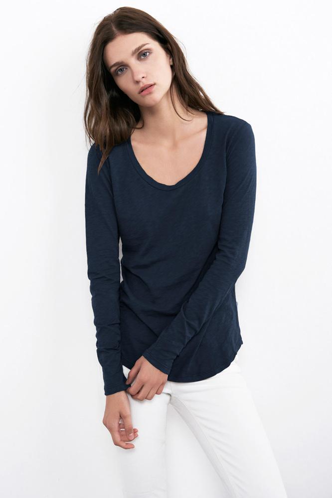 Velvet Clothing Annemarie Scoop Neck Tee-ink