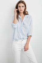 Velvet Clothing Minnie Button-down Cotton Shirt-larkspur-cotshirt