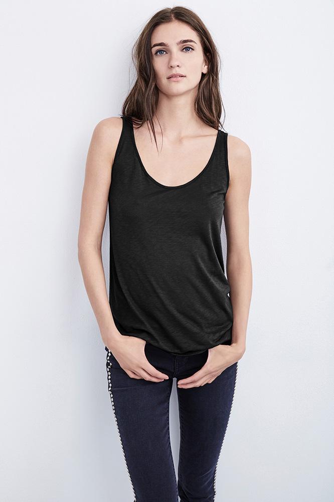 Velvet Clothing North Lux Slub Tank Top-black-luxeslub