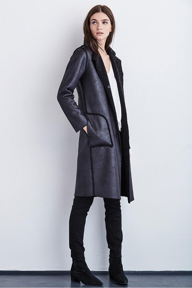 Velvet Clothing Evelette Reversible Metallic Sherpa Coat-onyx-luxsherpa
