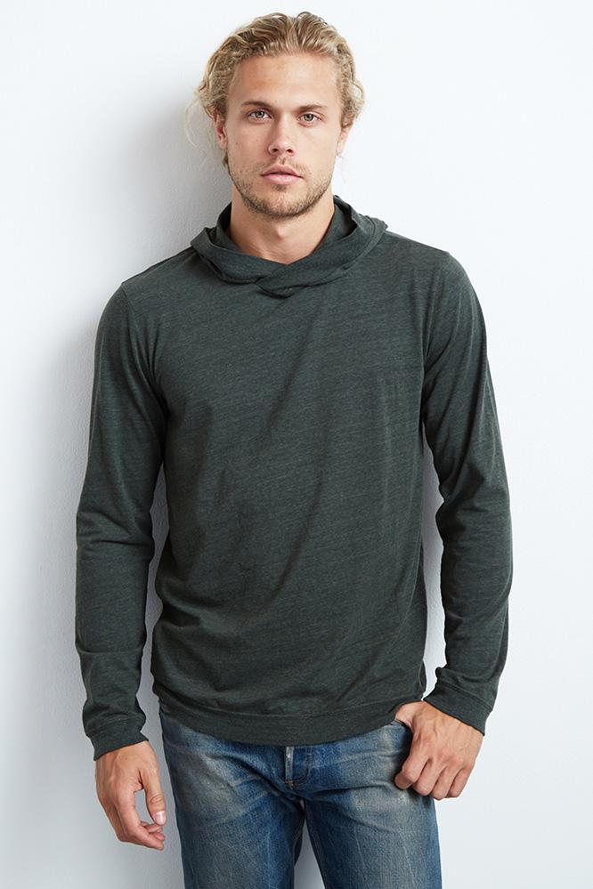 Velvet Men Norris Sueded Jersey Hoodie-otter-suedejrs