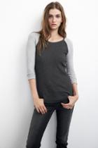 Velvet Clothing Lavender Waffle Knit Colorblock Raglan Top-anthracite/heathergrey-waffleknitcolorblock