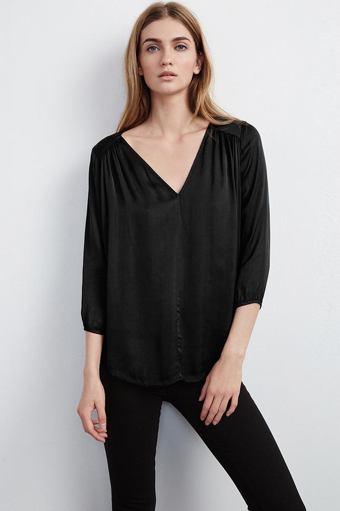 Velvet Clothing Traze Satin Popover-black-satinviscose