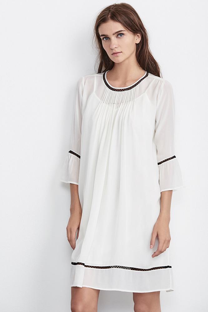 Velvet Clothing Caia Pintuck Viscose Dress In Cream-cream-pintckvis