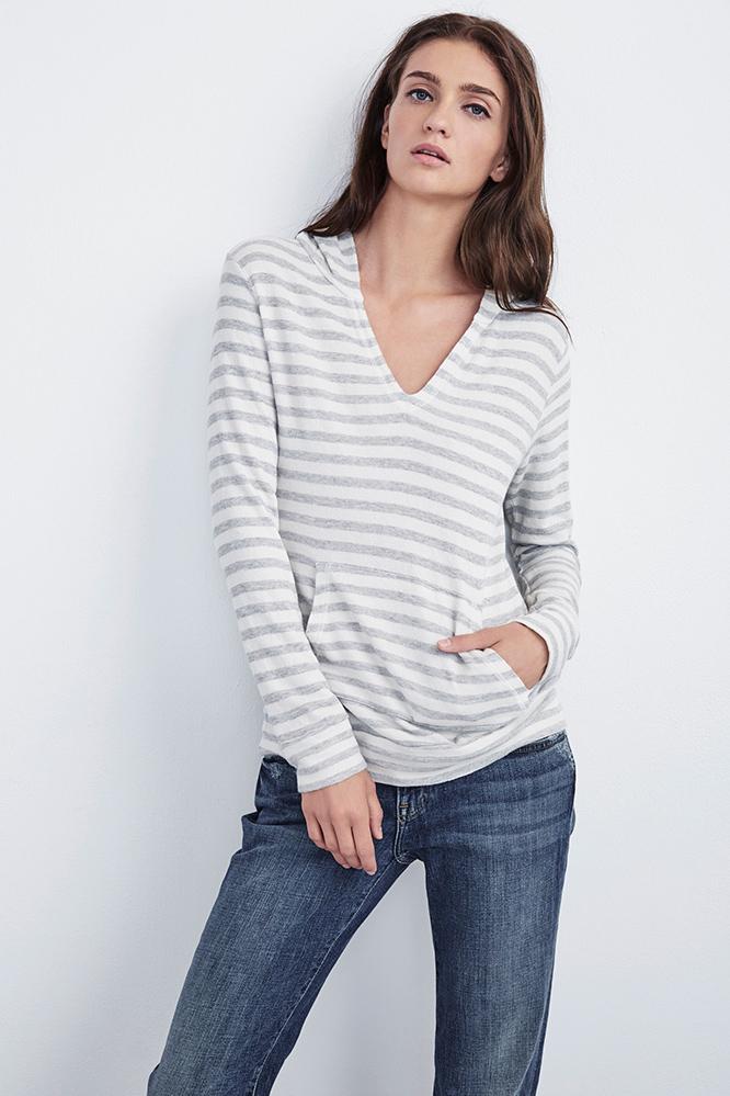Velvet Clothing Marlena French Terry Stripe Rib Hoodie -garland-frnchstp