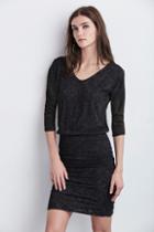 Velvet Clothing Braedyn Textured Knit  Sleeve Dress-black-txtdknit