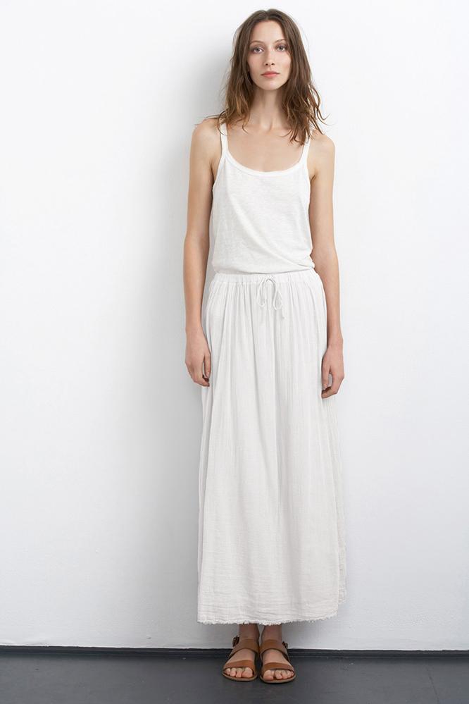 Velvet Clothing Sabiya Cotton Gauze Maxi Skirt-white-cotgzeslub