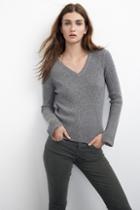 Velvet Clothing Elishe Textured Cashmere Sweater-heathergrey-cashmereclassics