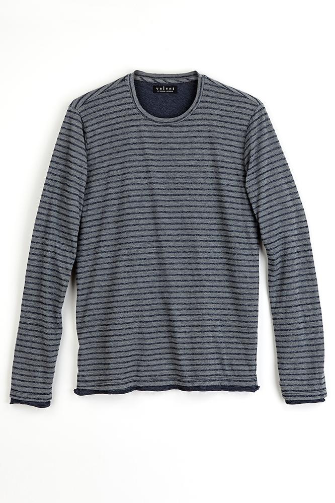 Velvet Men Salinger Double Layer Jersey Stripe Top-midnight-jerseystripe