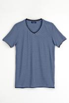 Velvet Men Garner Raw Edge Pinstripe V-neck Tee -pistol-pinstripe