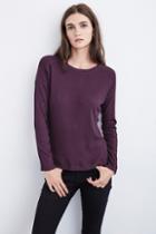 Velvet Clothing Thersea Waffle Knit High Low Top-plum-thrmlknit
