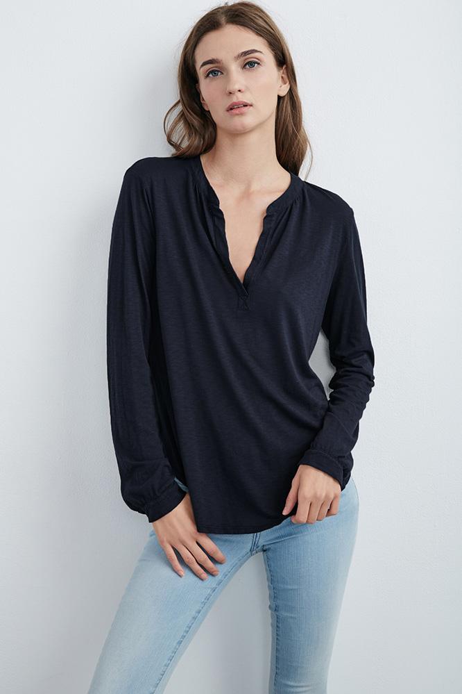 Velvet Clothing Chrishelle Luxe Slub Popover-ink-luxslub