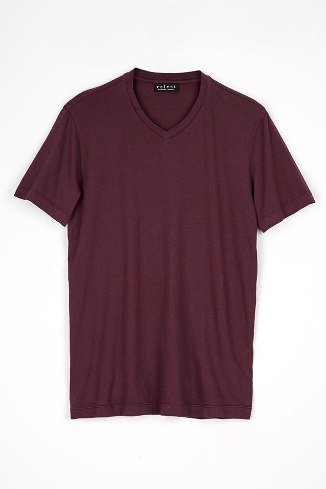 Velvet Men Samsen Whisper Classic V-neck Tee-malbec-cottonjerseylt
