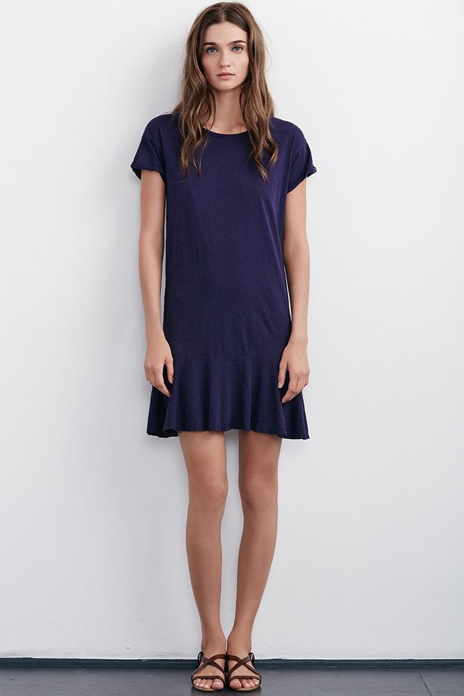 Velvet Clothing Salome Flared Hem Tee Shirt Dress-shadow-cotslub