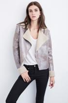 Velvet Clothing Jemima Reversible Metallic Sherpa Jacket-cobblestone-luxsherpa