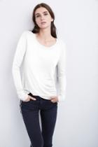 Velvet Clothing Giana Luxe Slub Round Neck Tee-white-luxeslub