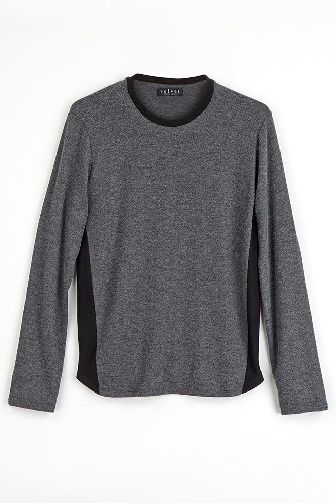 Velvet Men Montgomery Cozy Jersey Contrast Top-charcoal/black-cozyjerseycb