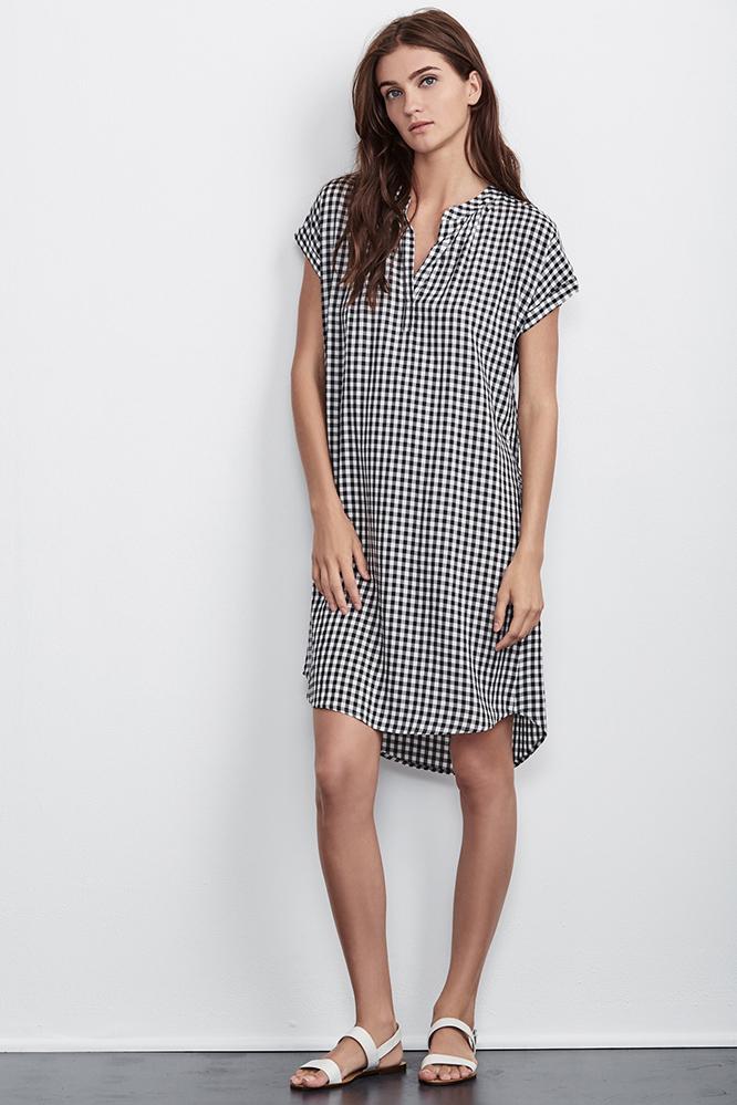 Velvet Clothing Shelley Gingham Shirt Dress-black-rayonchec