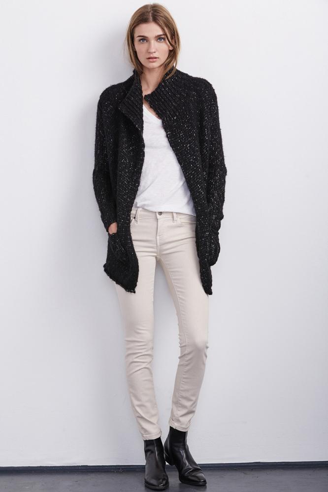 Velvet Clothing Leeloo Textured Stitch Cardigan -black-textslub