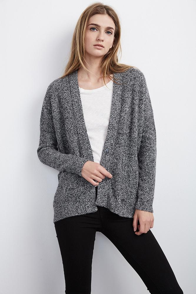 Velvet Clothing Chia Cashmere Blend Cardigan-marled-cashblendclassics