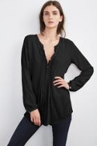 Velvet Clothing Shea Button-down Challis Top-black-rayonchallis