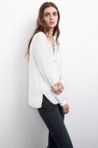 Velvet Clothing Ganesa Button-up Drape Blouse-white-rayonchallis