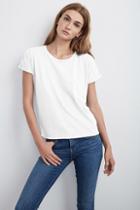 Velvet Clothing Alice Roll Sleeve Tee-white-cottonslubwhite