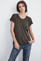 Velvet Clothing Denice Linen Knit Tee-caviar-linenknit