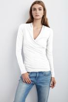 Velvet Clothing Meri Wrap Front Top-white-gauzywhisper