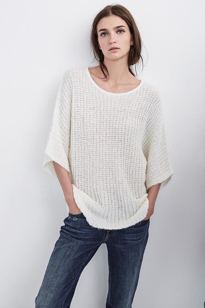 Velvet Clothing Marley 3/4 Sleeve Dolman Sweater-milk-mixstitch