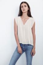 Velvet Clothing Christabel Swiss Dot Cap Sleeve Top-coconut-rayswissd