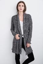 Velvet Clothing Bowie Tweed Knit Belted Cardigan-mediumheathergrey-tweedknit