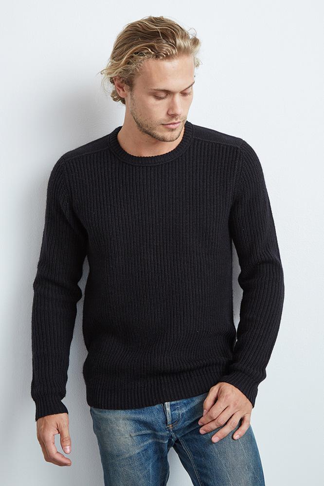 Velvet Men Rylen Crew Neck Sweater-black-sweaters